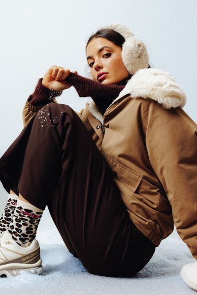 Ensemble Manteaux col duveteux et Pantalon velours