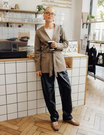 Ensemble "Blazer et Pantalon tissu enduit"