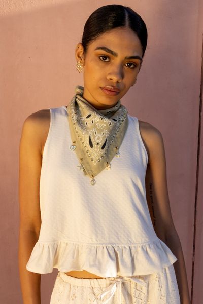 Ensemble "Pantalon Brod&eacute; &Eacute;cru"