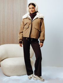 Ensemble Manteaux col duveteux et Pantalon velours