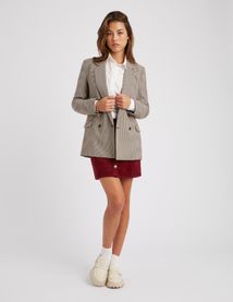 Blazer carreaux polyester recycl&eacute;