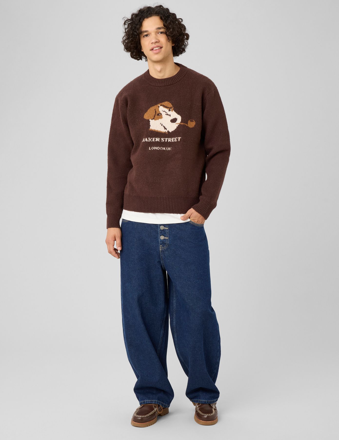 Pull col rond jacquard