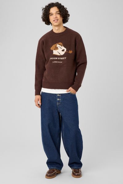 Pull col rond jacquard