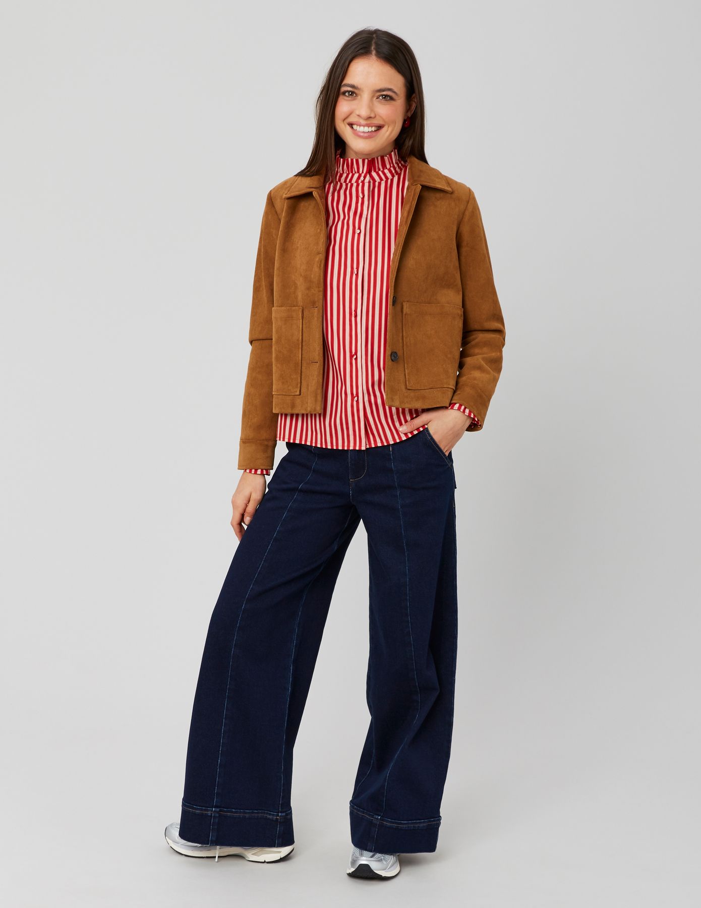 Chemise col montant rayée