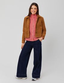 Chemise col montant rayée