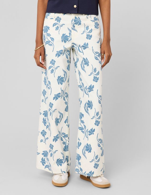 Jean straight imprim&eacute; fleurs