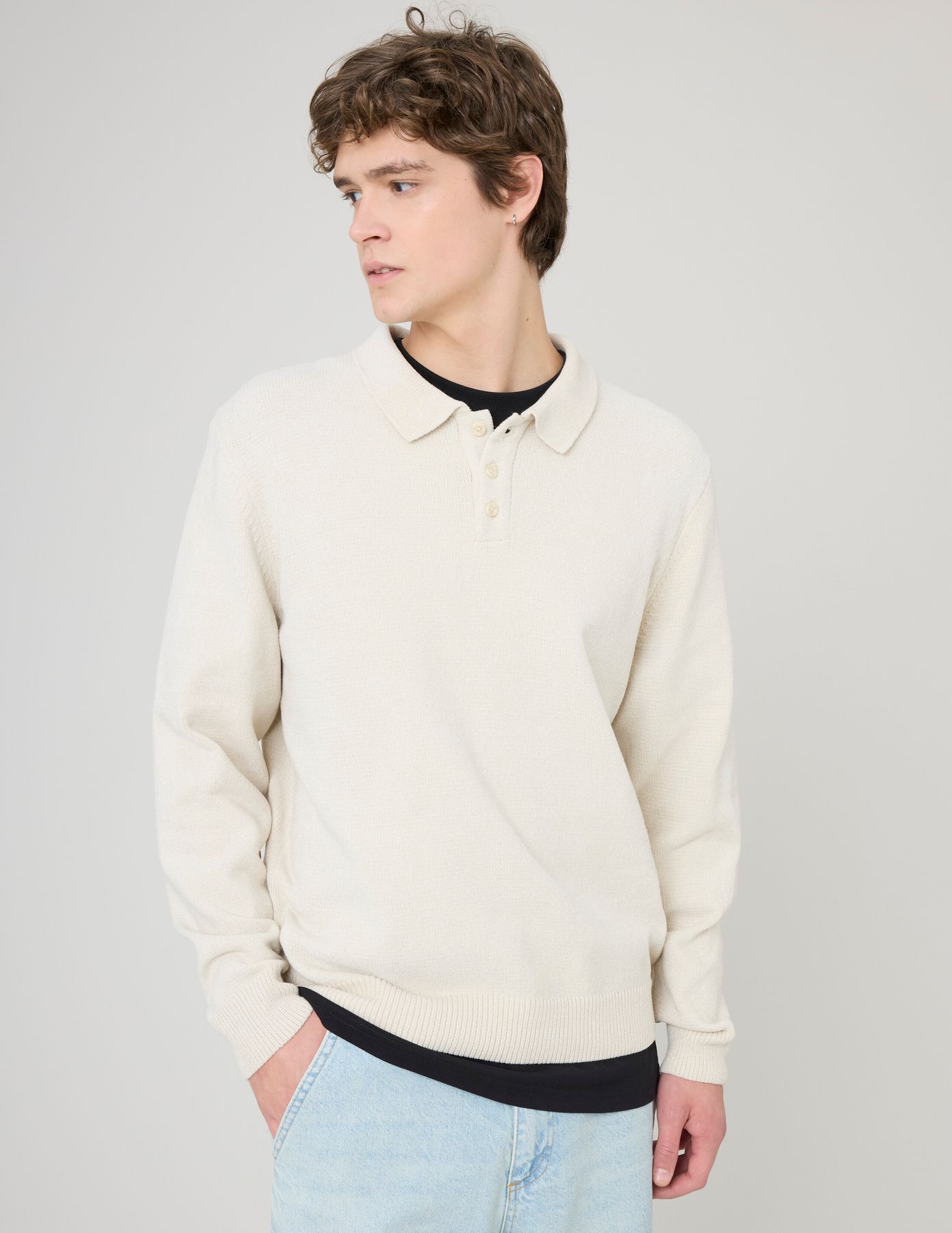 Pull chenille col polo