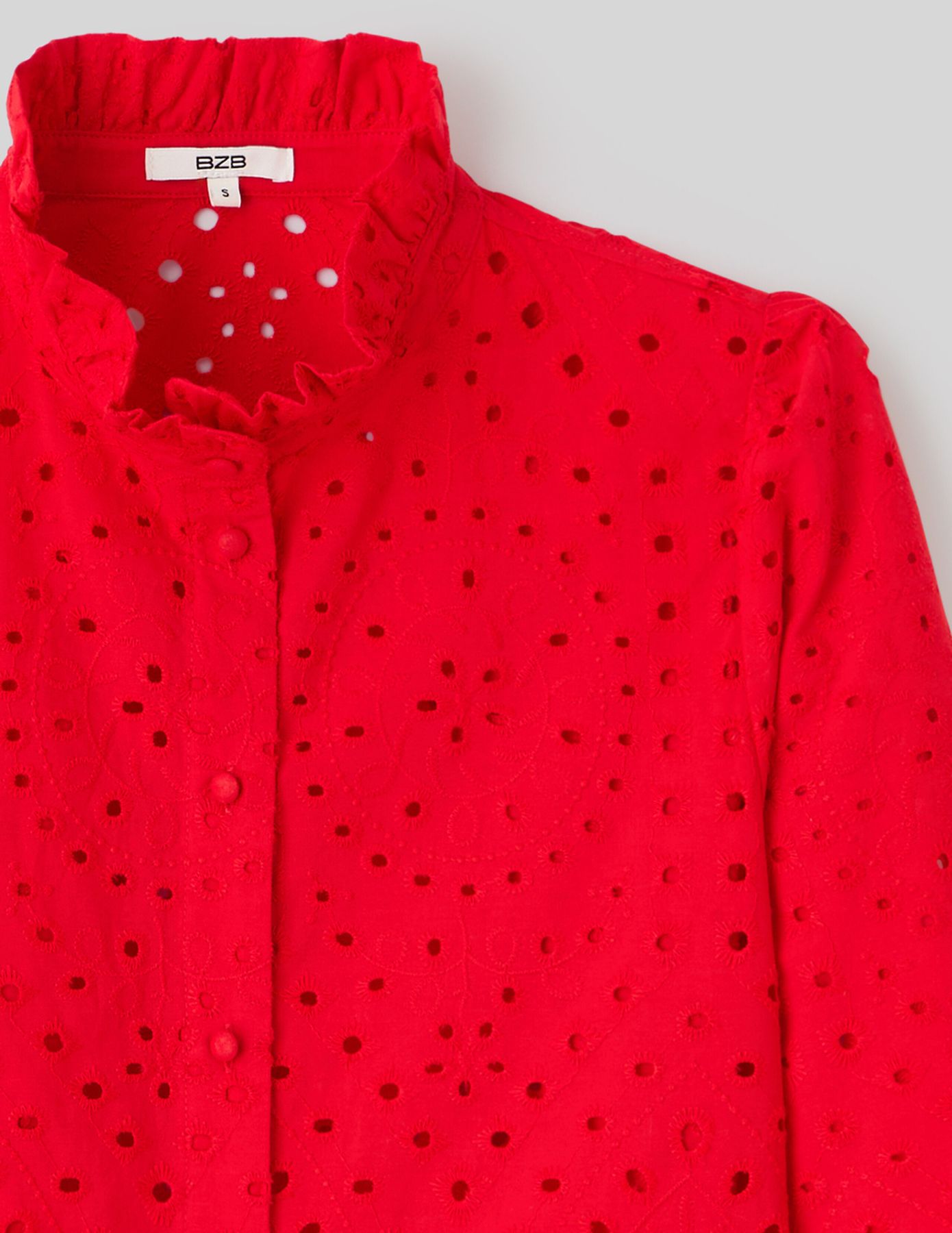 Chemise col montant broderie anglaise