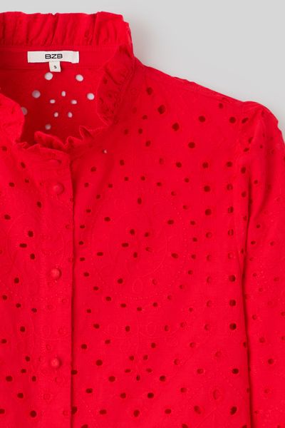 Chemise col montant broderie anglaise