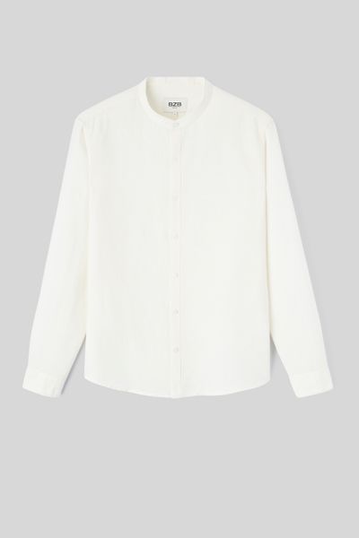 Chemise coton lin col mao