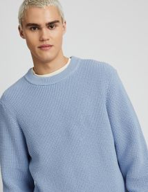 Pull col rond matière fantaisie