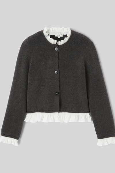 Gilet boutonn&eacute; &agrave; volants