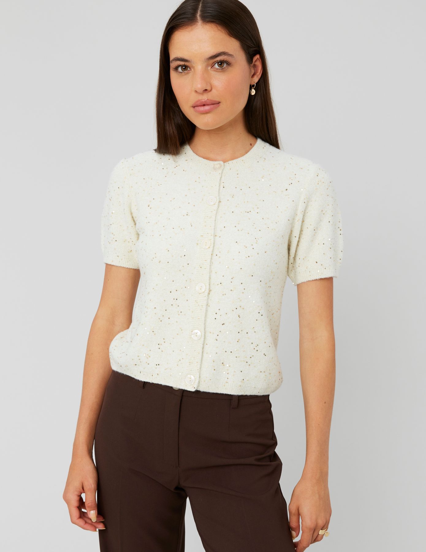 Gilet manches courtes à sequins