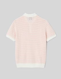 Polo en maille ajour&eacute;e ray&eacute;e