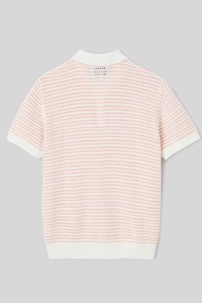 Polo en maille ajour&eacute;e ray&eacute;e