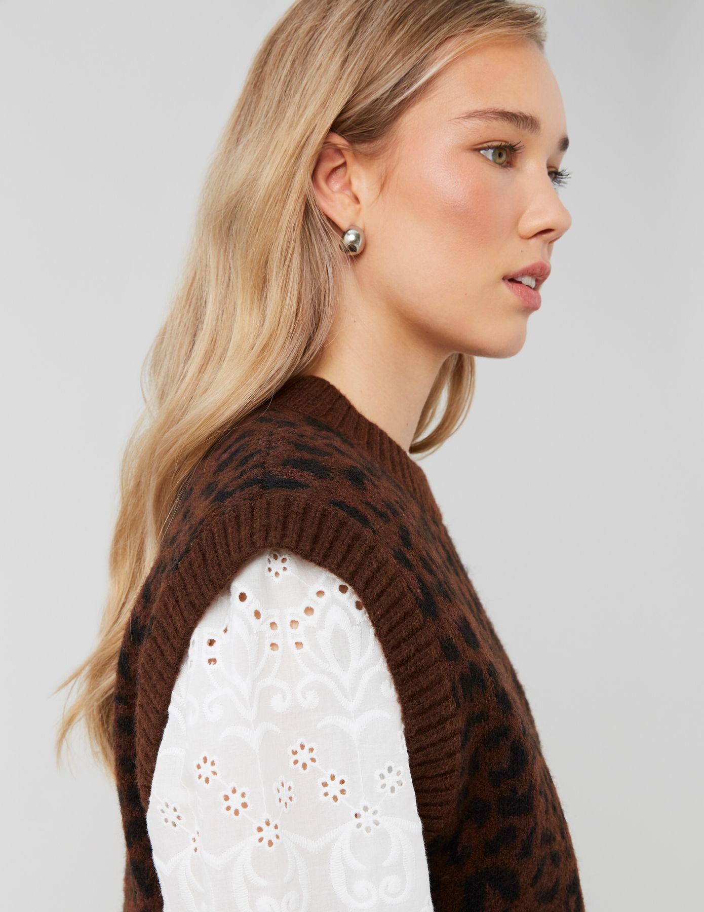 Pull sans manches léopard