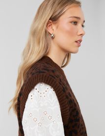 Pull sans manches léopard