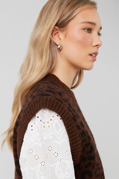 Pull sans manches léopard