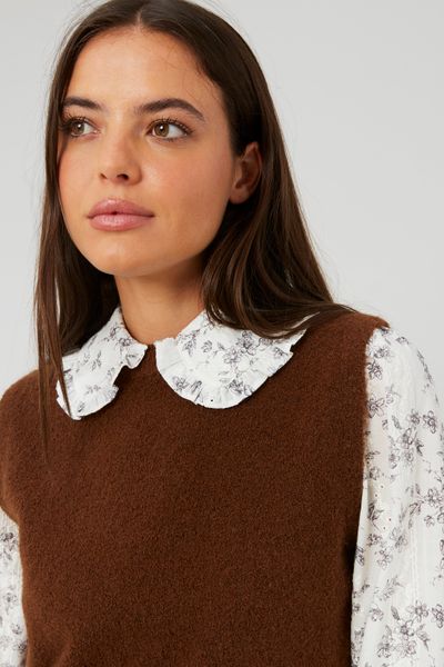 Pull sans manches bouclette