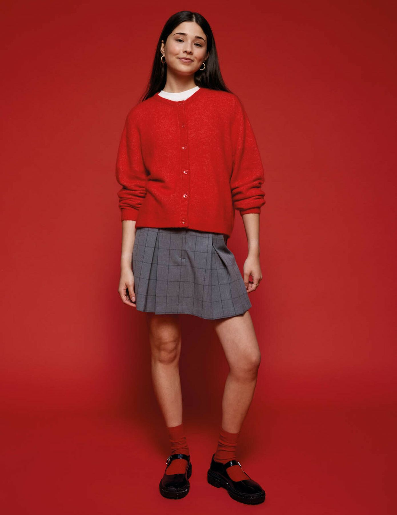 Jupe short plissée à carreaux