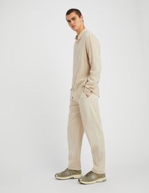 Chemise rayée droite en lin