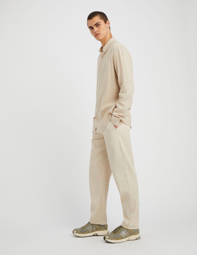 Chemise rayée droite en lin