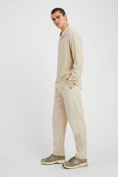 Chemise rayée droite en lin