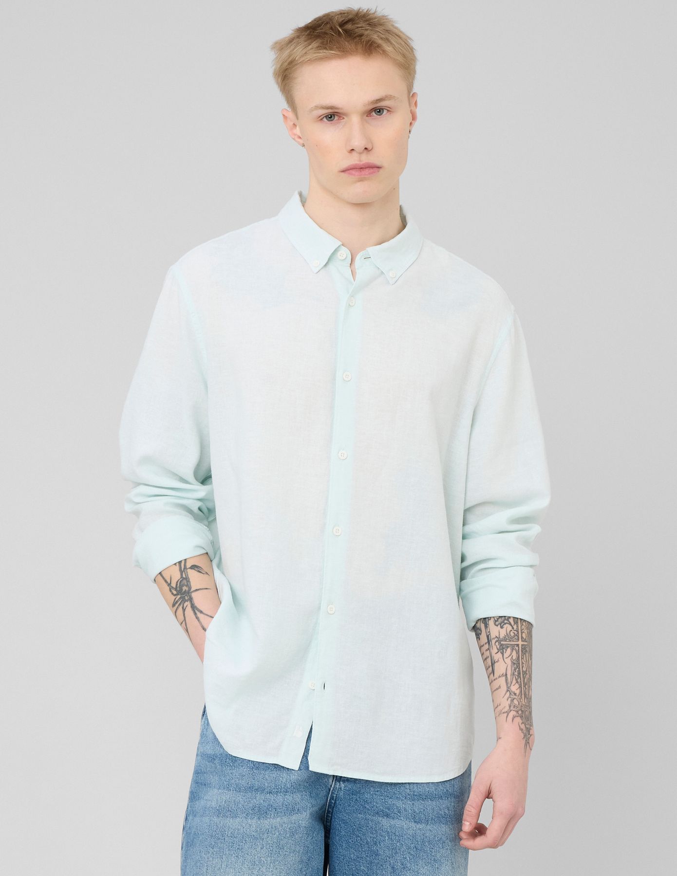 Chemise manches longues viscose lin