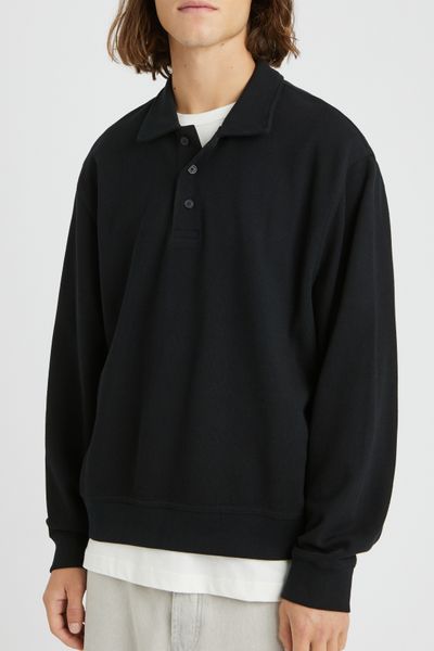 Sweat col polo gaufr&eacute;