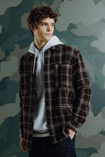 Surchemise waffle à carreaux