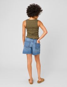 Top sans manches smock&eacute;