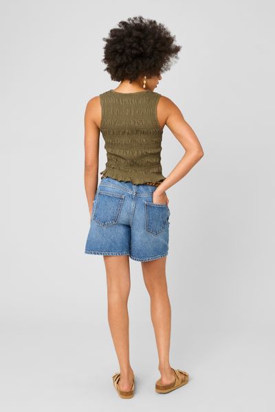 Top sans manches smock&eacute;
