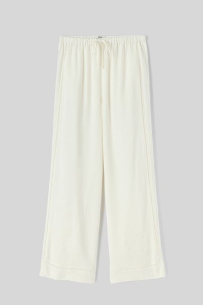 Pantalon fluide détail broderie