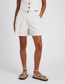 Short rayé en lin