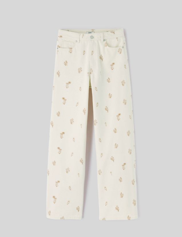 Pantalon wide leg brodé