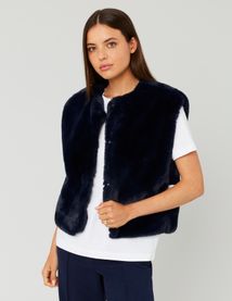 Veste matière duveteuse sans manches