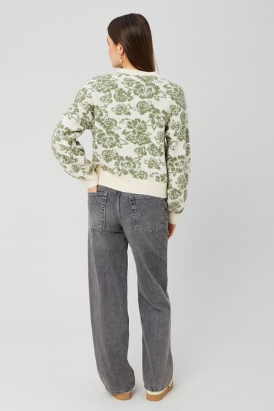 Pull col rond jacquard