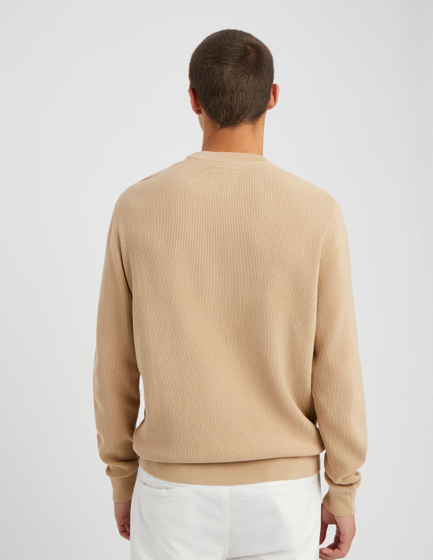 Pull col rond maille c&ocirc;tel&eacute;e