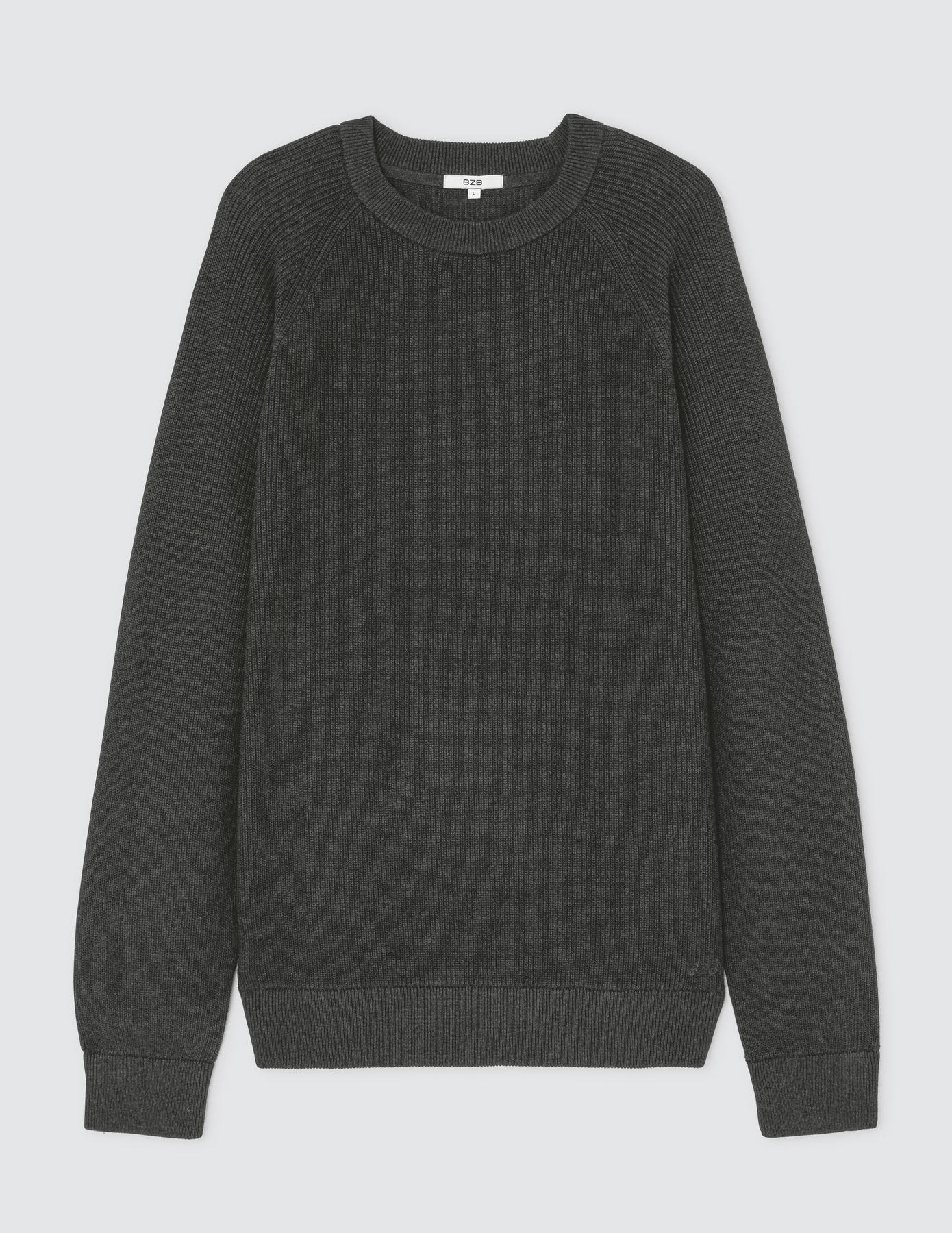 Pull col rond coton uni
