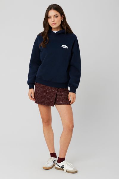Sweat col capuche imprimé devant/dos