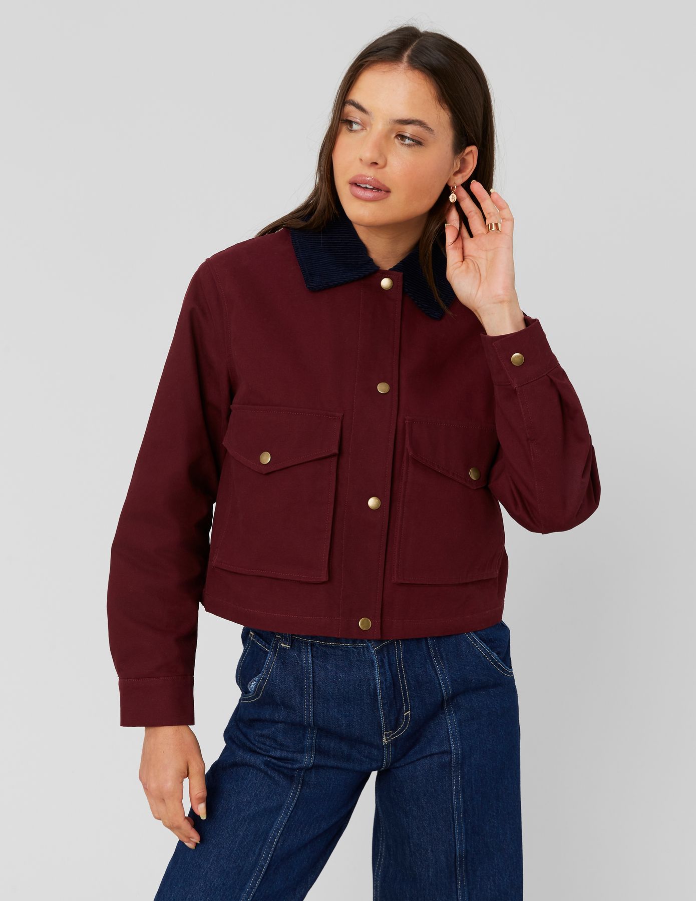 Veste en twill col velours