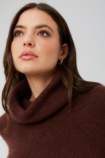 Pull maxi col roulé premium