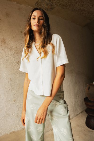 Pantalon fluide brodé