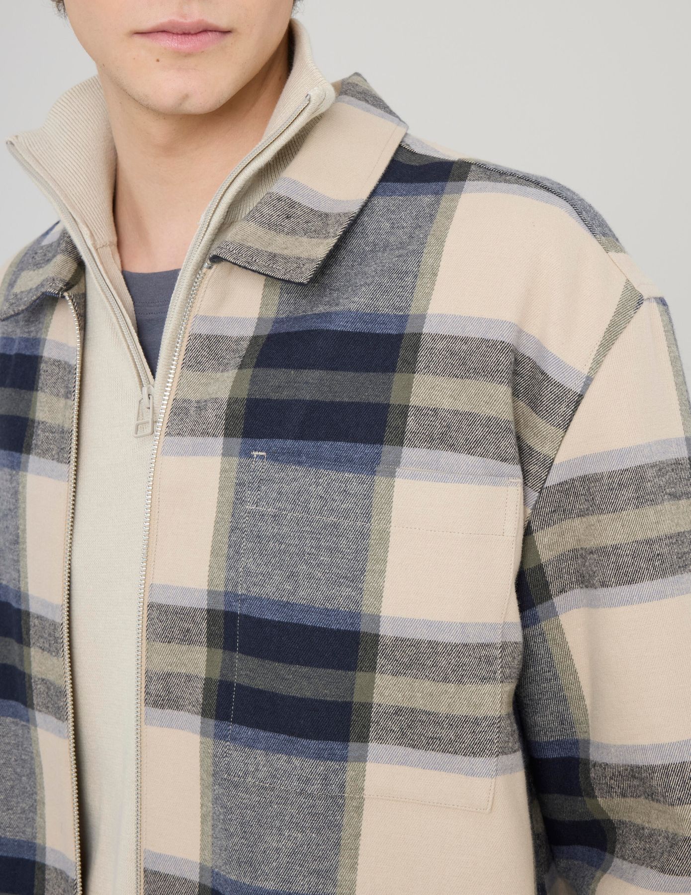 Surchemise à carreaux zippée