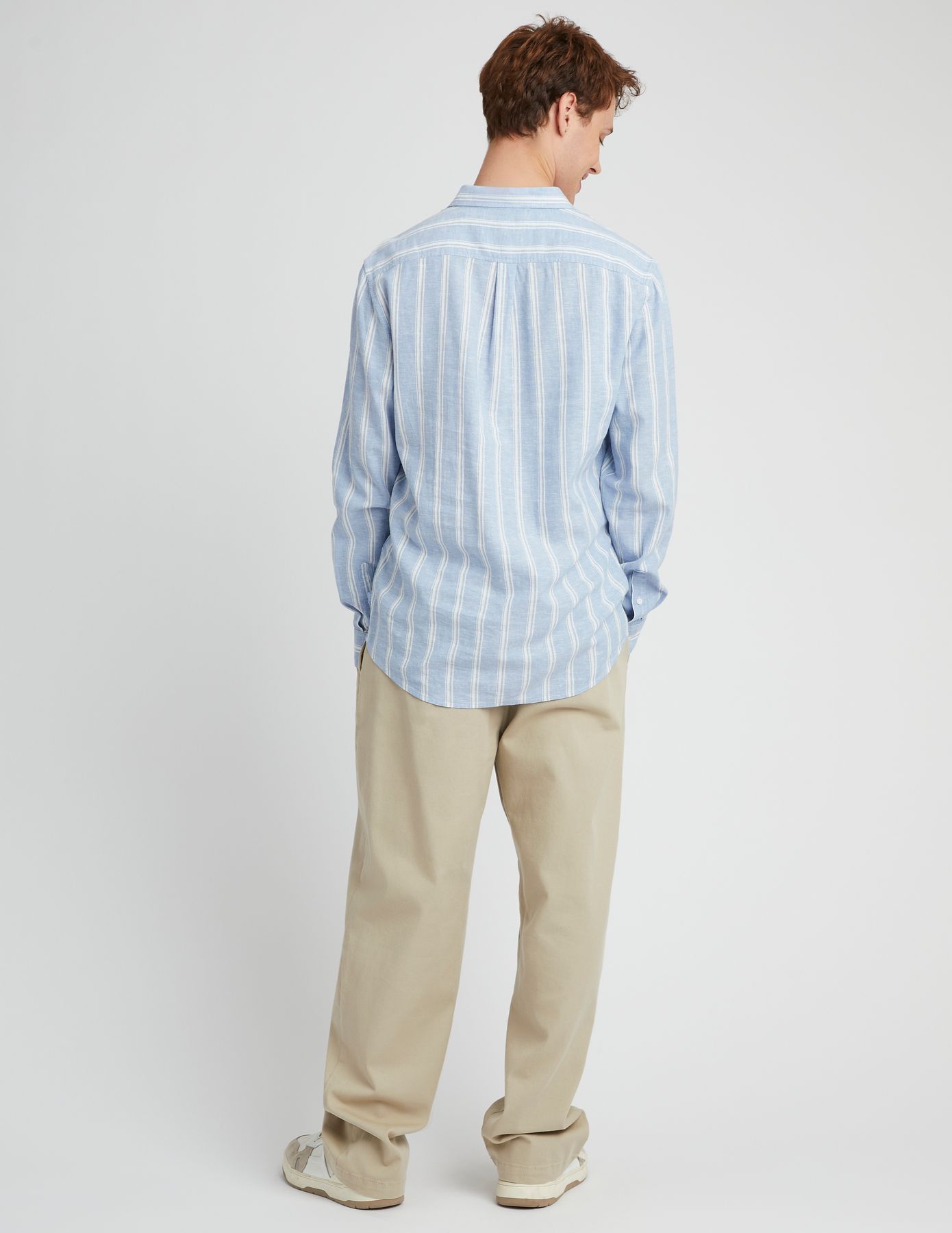 Chemise rayée droite en lin