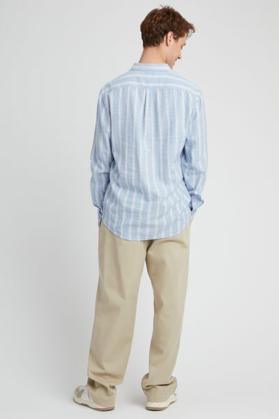 Chemise rayée droite en lin