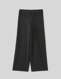 Pantalon en flanelle ceintur&eacute; &agrave; rayures