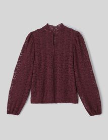T-shirt col montant dentelle