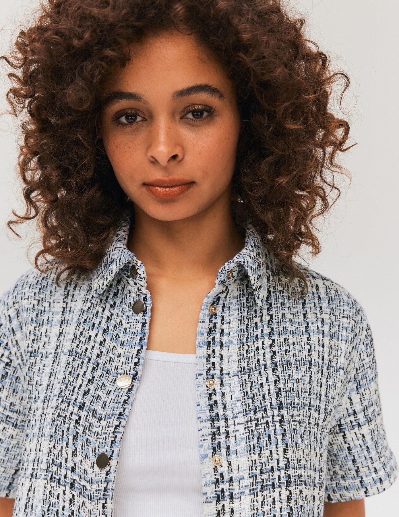 Chemise manches courtes en tweed