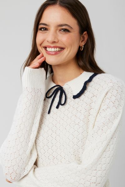 Pull col polo ajouré
